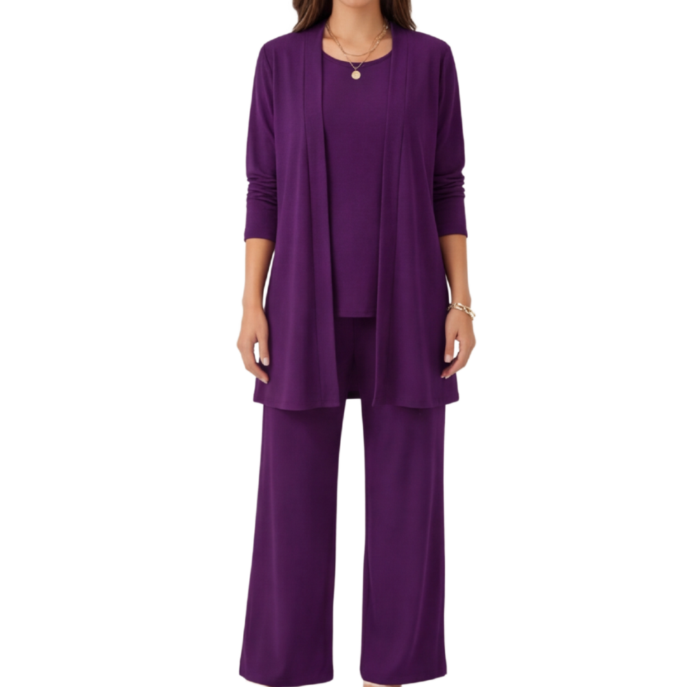 Women's Set with Long Cardigan and Loose Pants