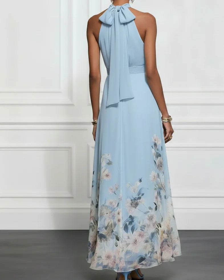 Rosalyn | Blue Floral Halter Maxi Dress
