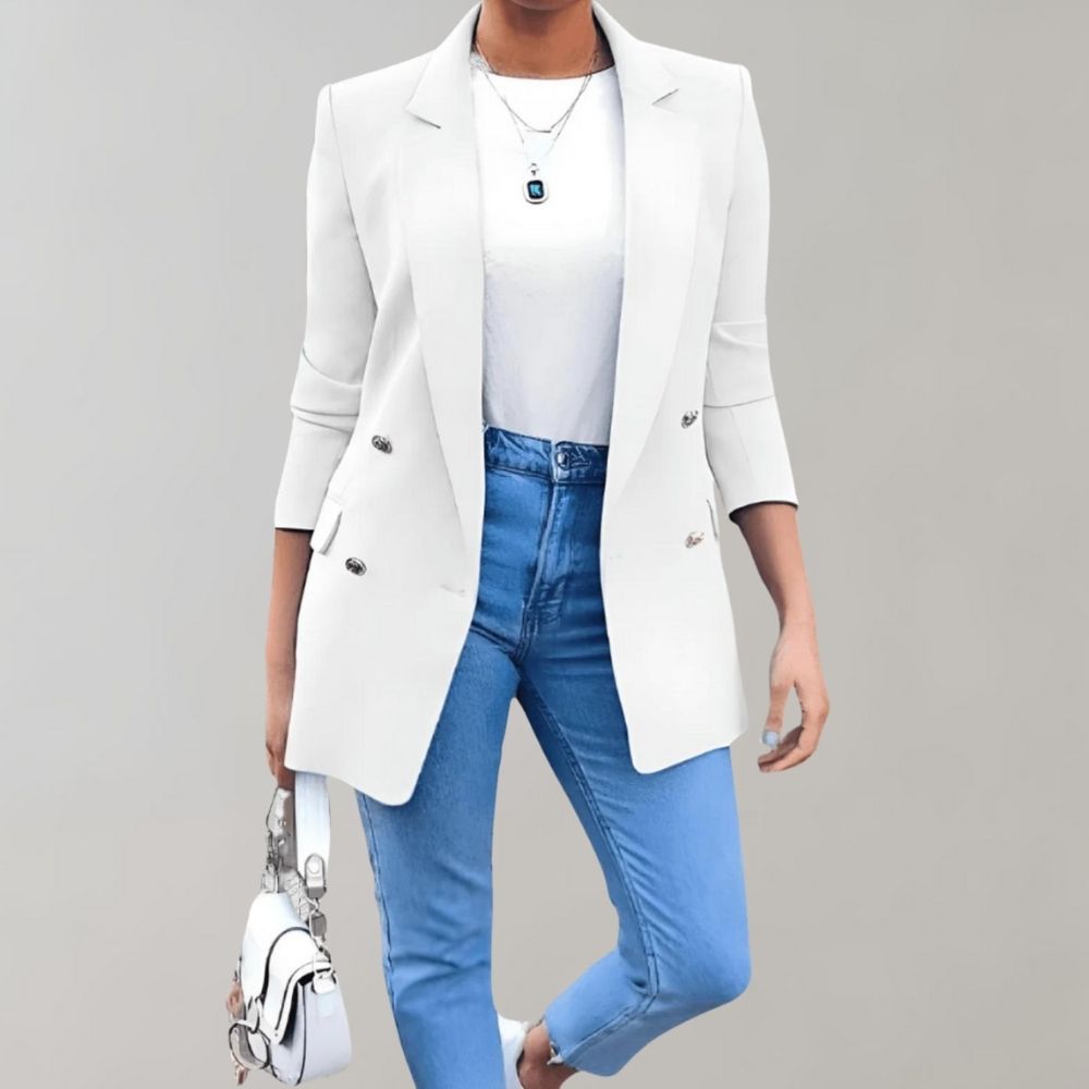Elegant Long Blazer with Double Button – Stylish Classic for Business & Leisure