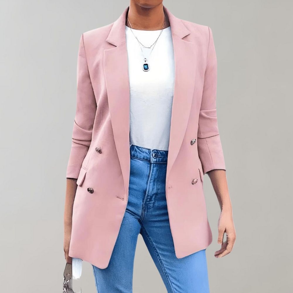 Elegant Long Blazer with Double Button – Stylish Classic for Business & Leisure