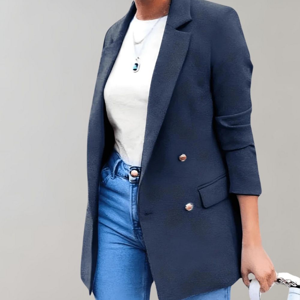 Elegant Long Blazer with Double Button – Stylish Classic for Business & Leisure