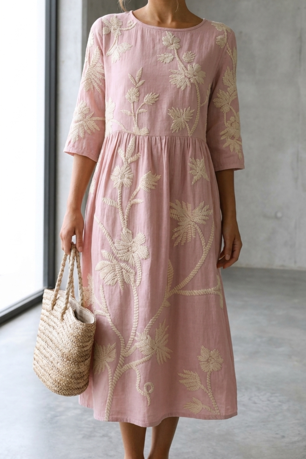 Phoebe | Plant & Flower Print Midi Dress