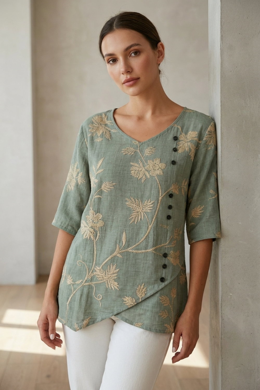 Vintage Floral Print Blouse