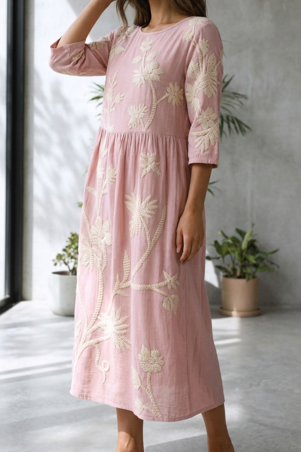 Phoebe | Plant & Flower Print Midi Dress