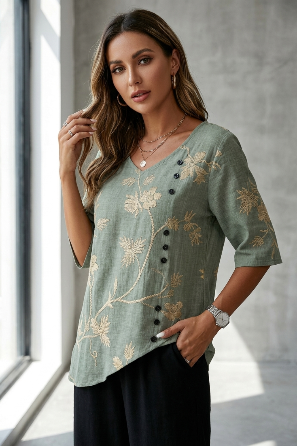 Vintage Floral Print Blouse