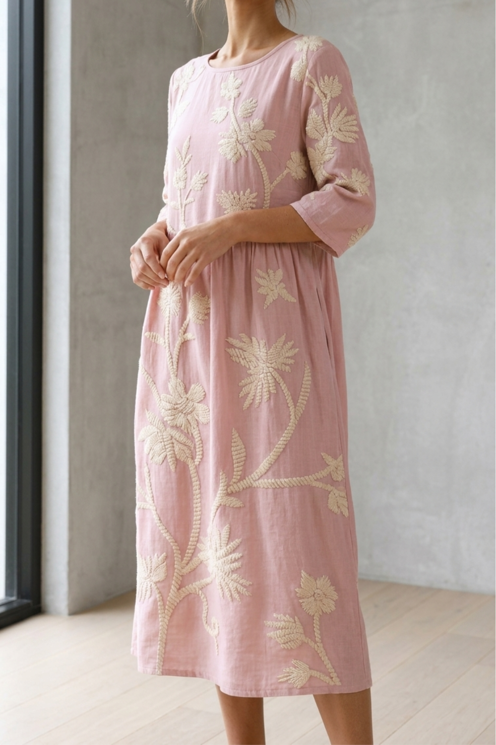 Phoebe | Plant & Flower Print Midi Dress
