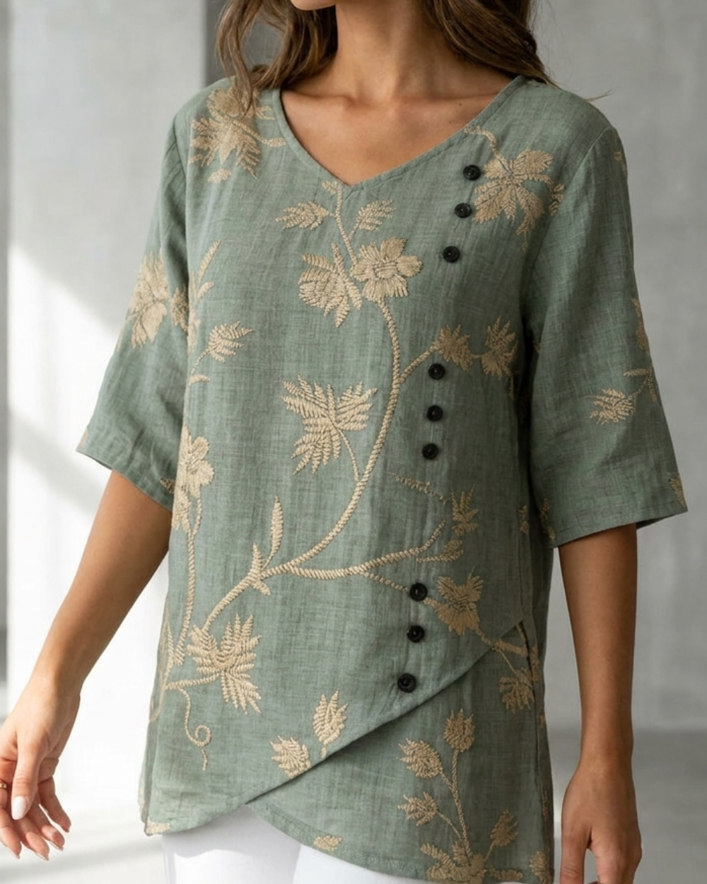Vintage Floral Print Blouse