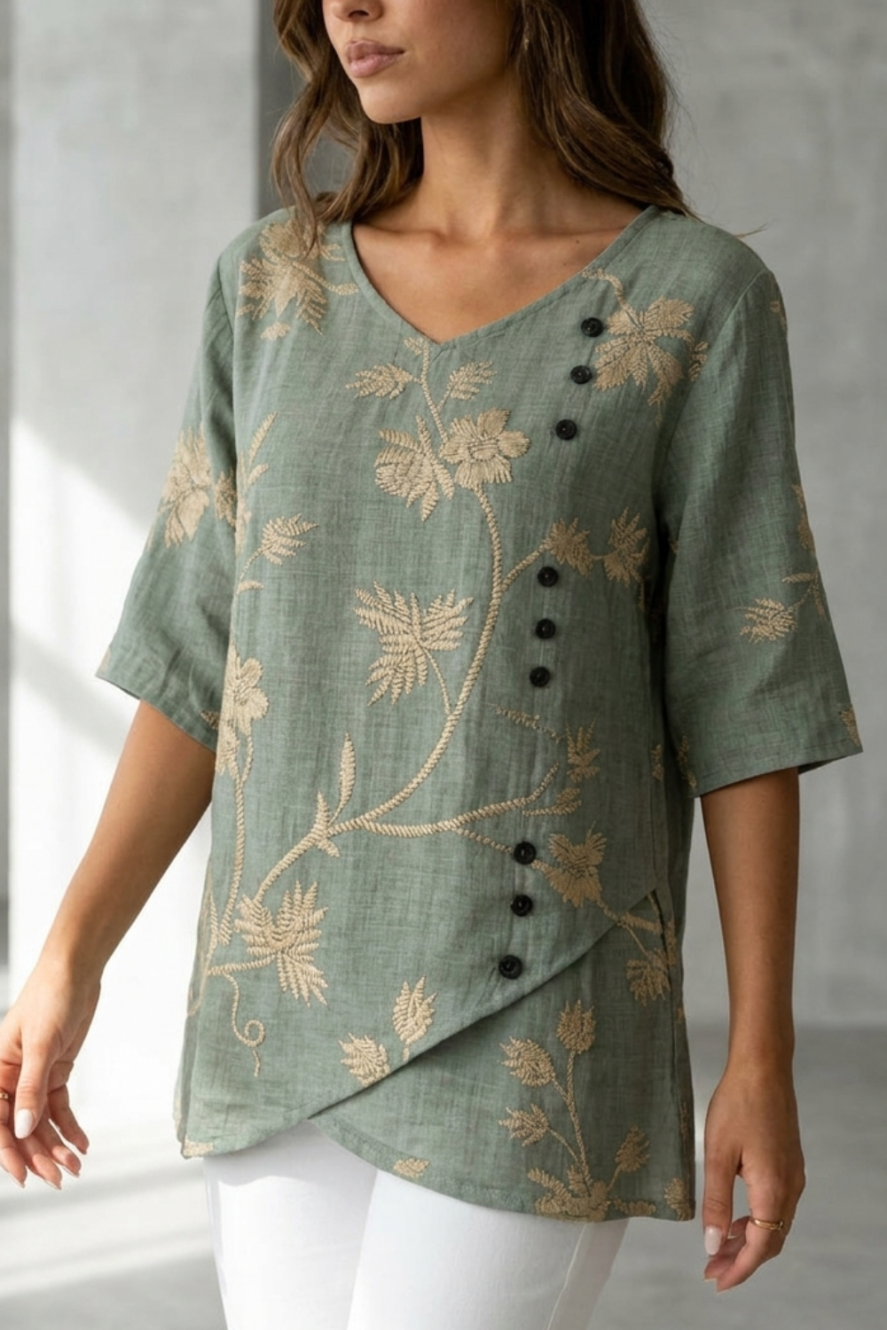 Vintage Floral Print Blouse
