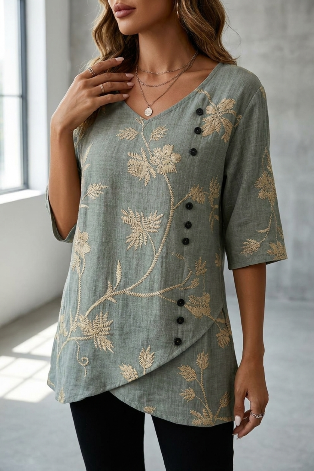 Vintage Floral Print Blouse