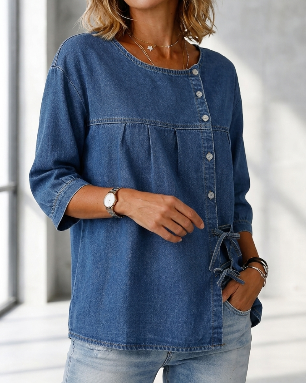 Lily | Vintage Loose Denim Blouse