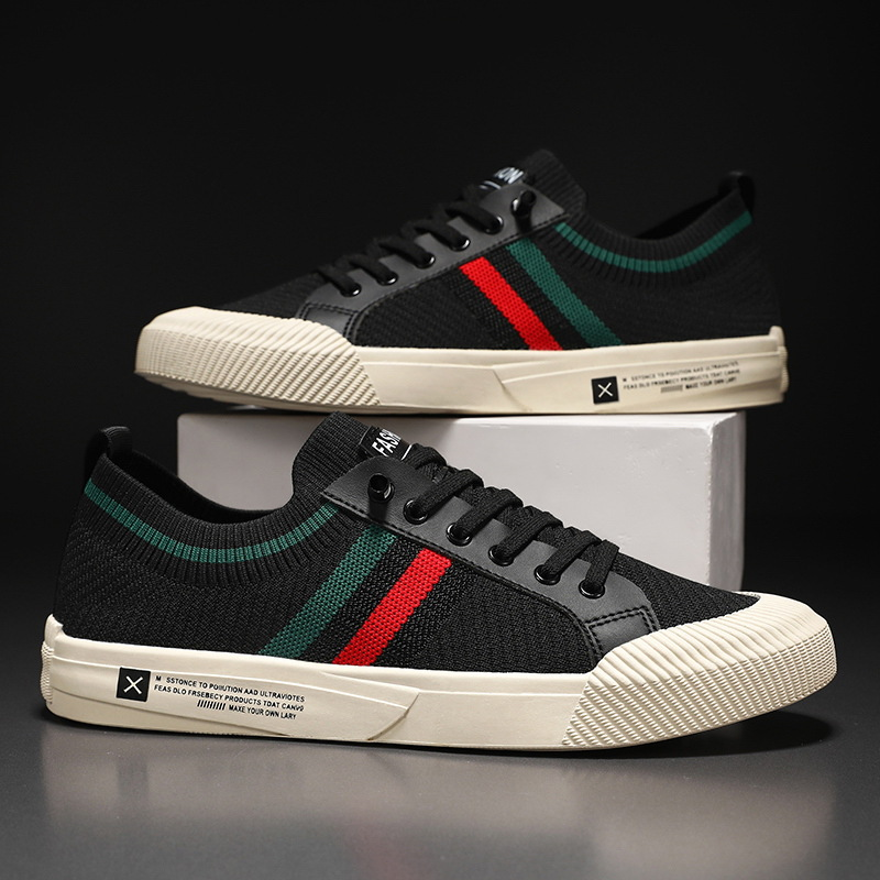 Sneakers with Laces and Knitted Sporty Look