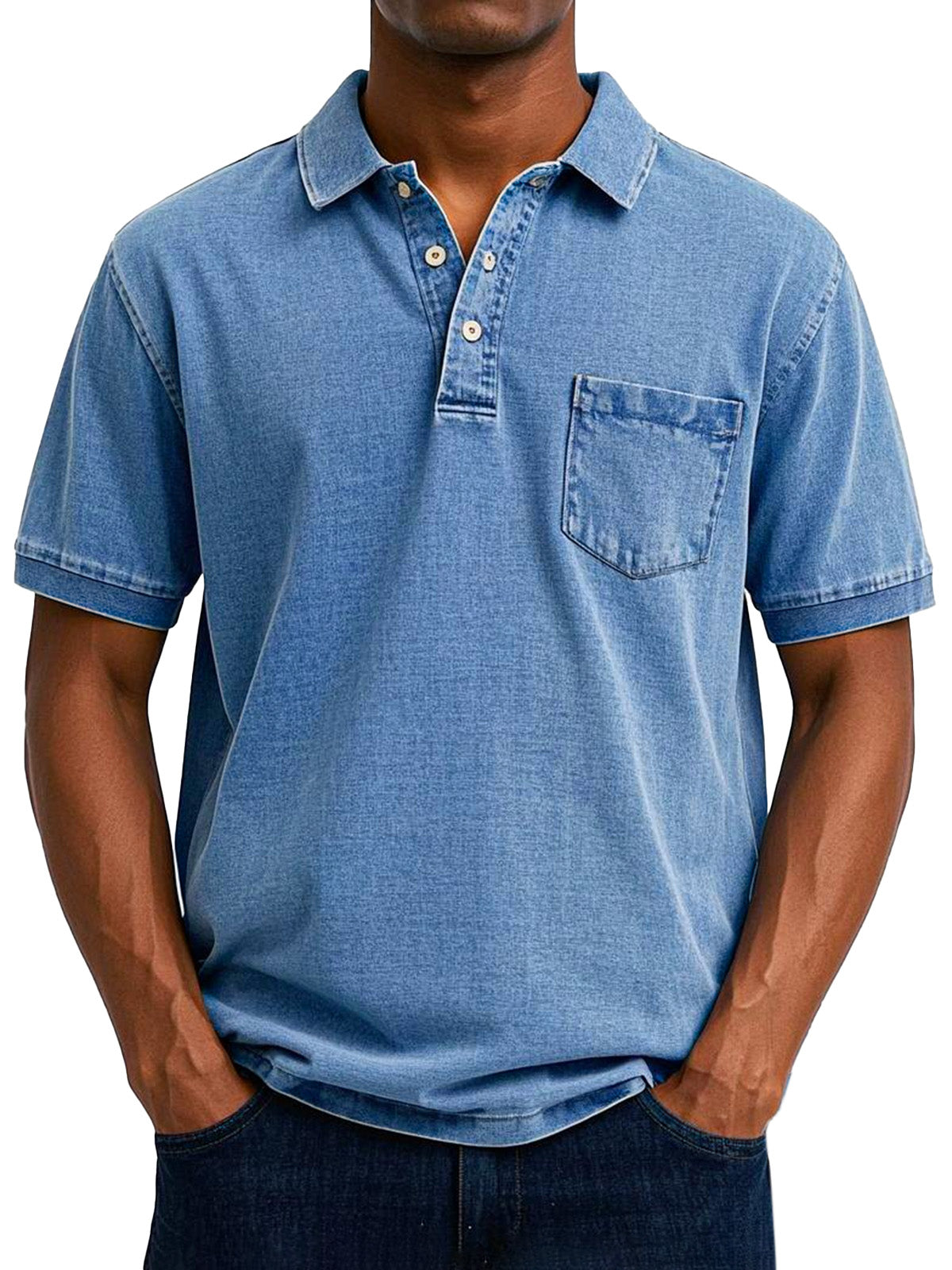 Vintage Polo Shirt with Chest Pocket – Casual Men's Style