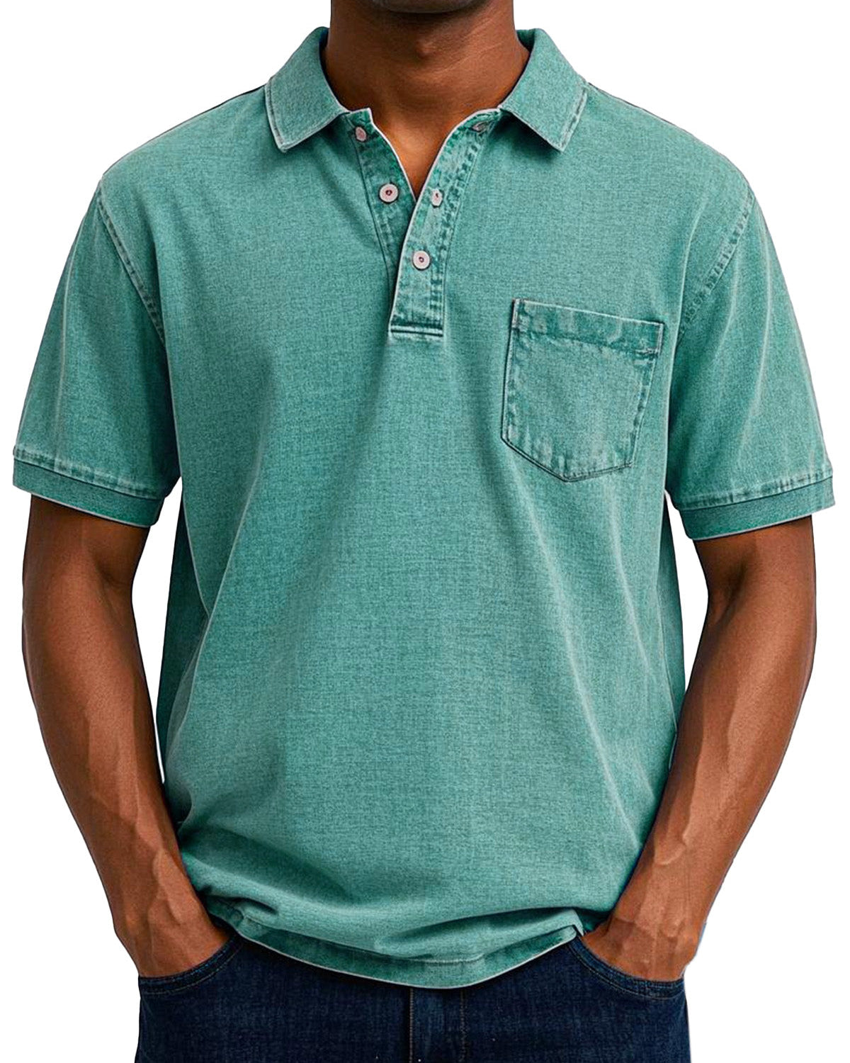 Vintage Polo Shirt with Chest Pocket – Casual Men's Style