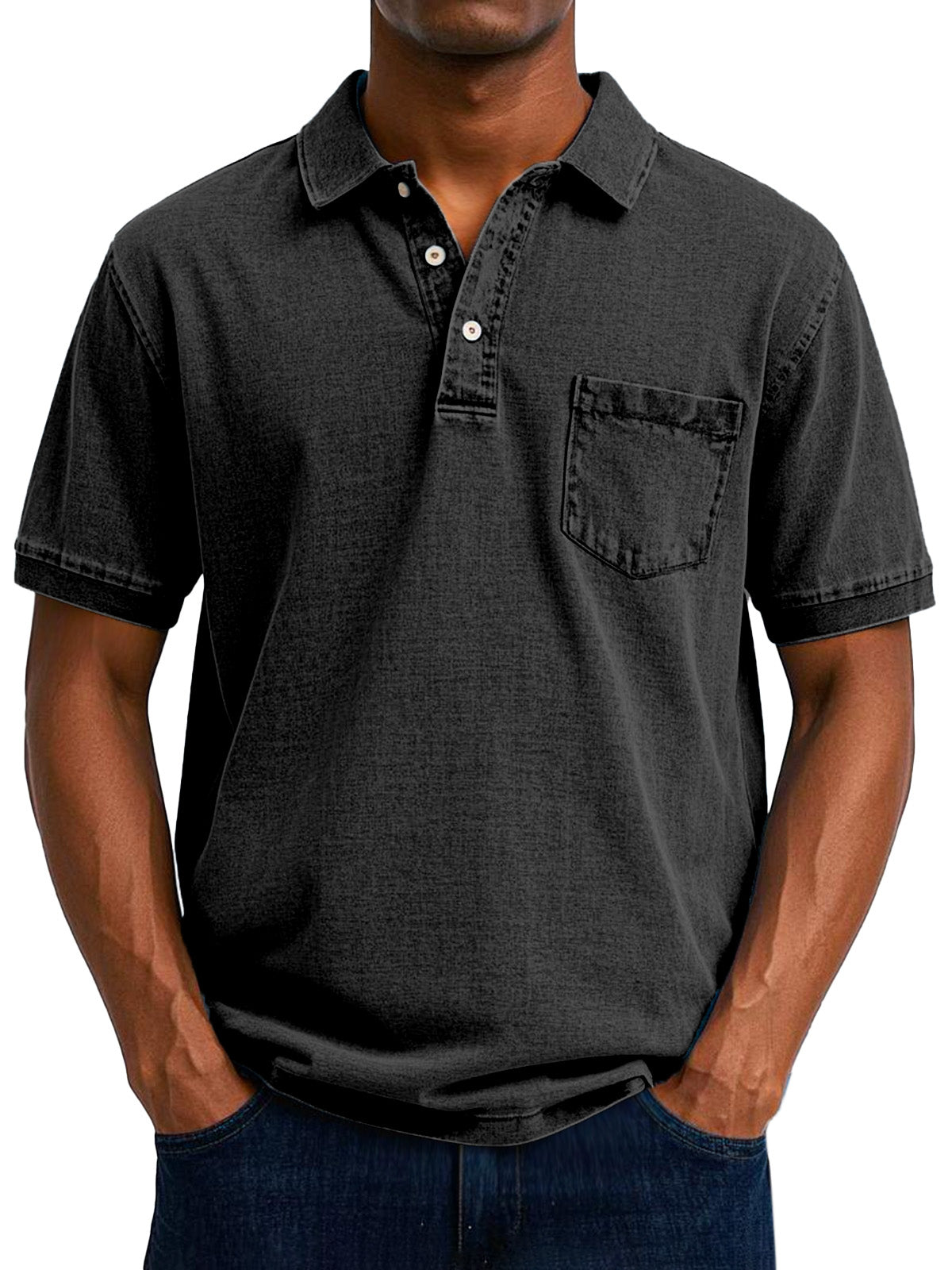 Vintage Polo Shirt with Chest Pocket – Casual Men's Style