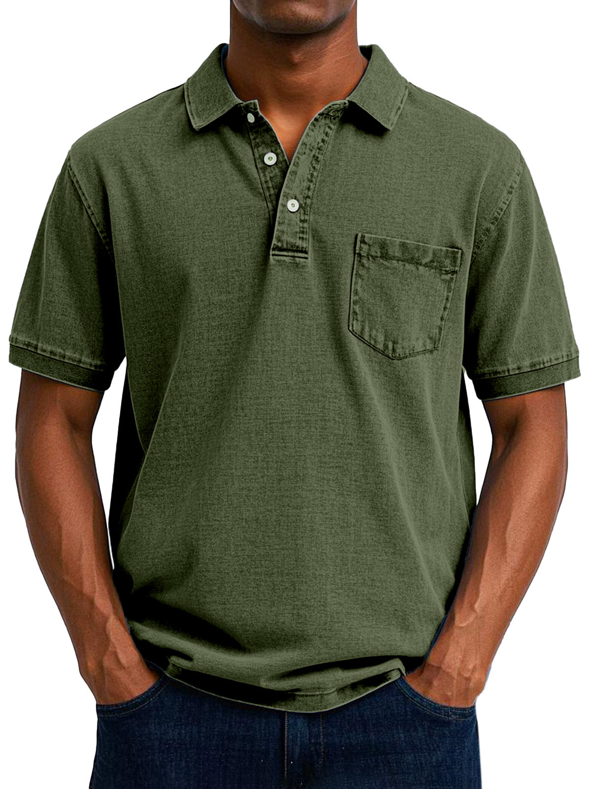 Vintage Polo Shirt with Chest Pocket – Casual Men's Style