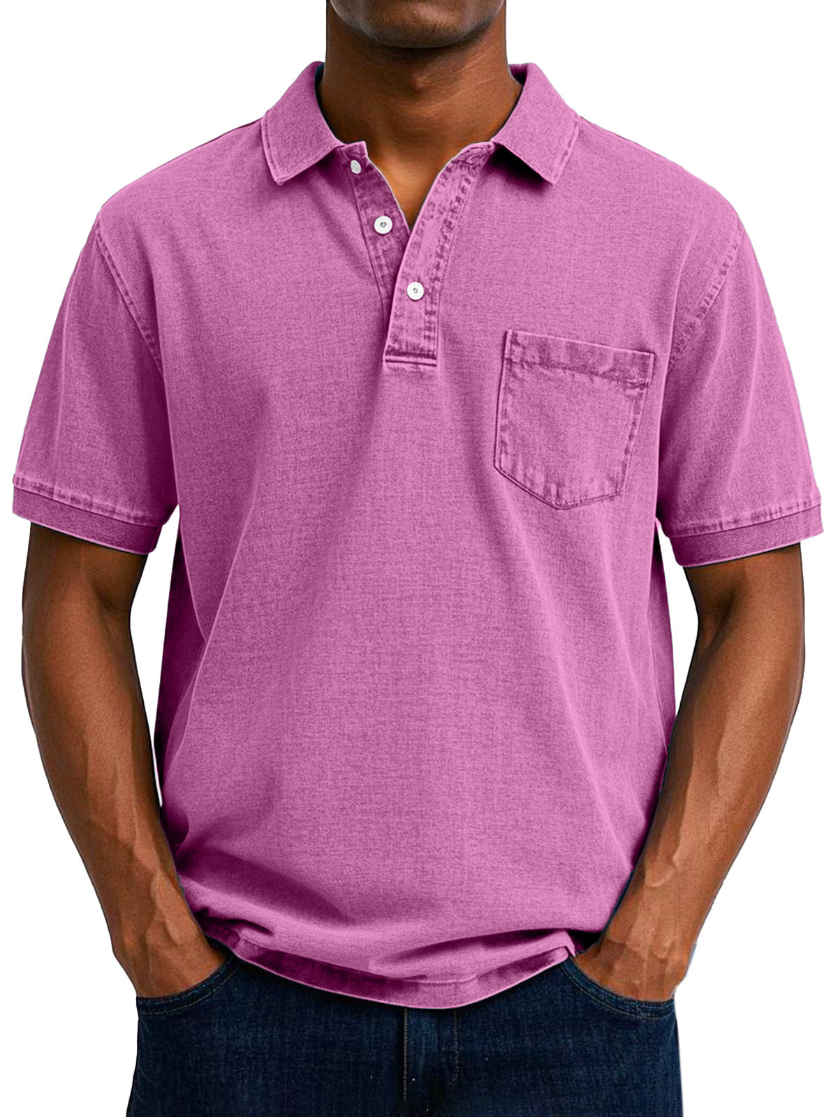 Vintage Polo Shirt with Chest Pocket – Casual Men's Style