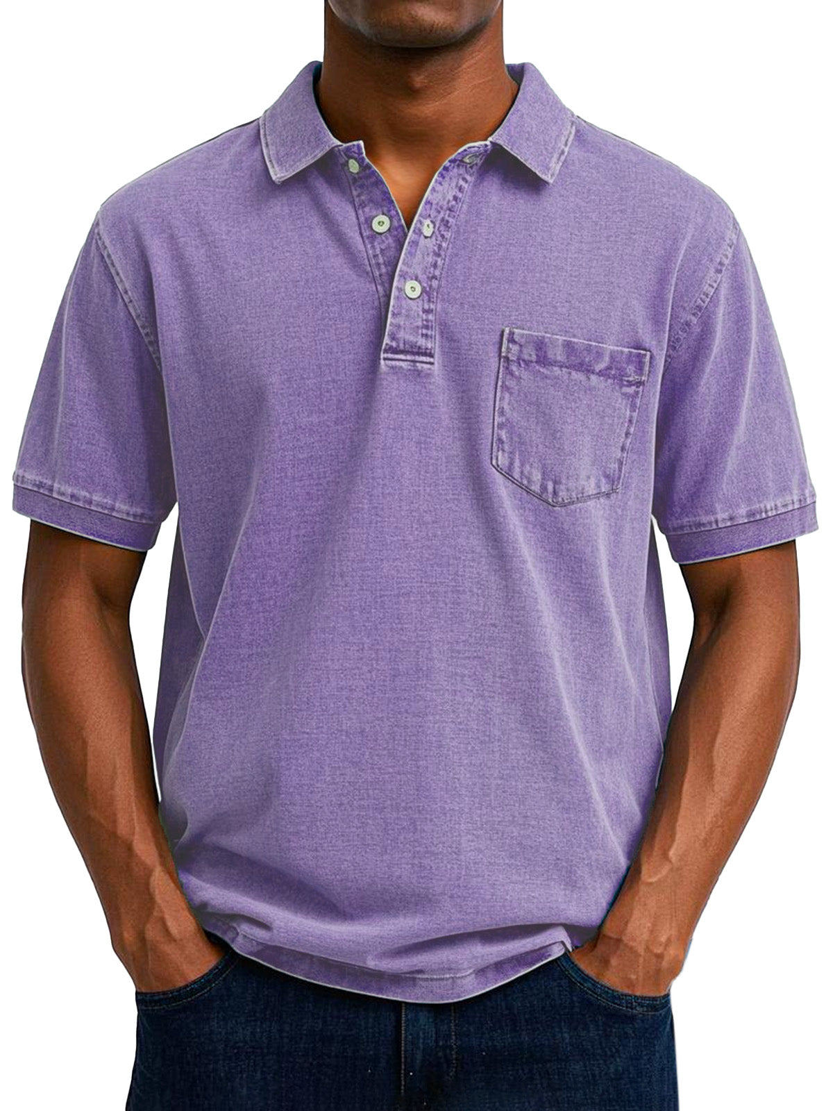 Vintage Polo Shirt with Chest Pocket – Casual Men's Style