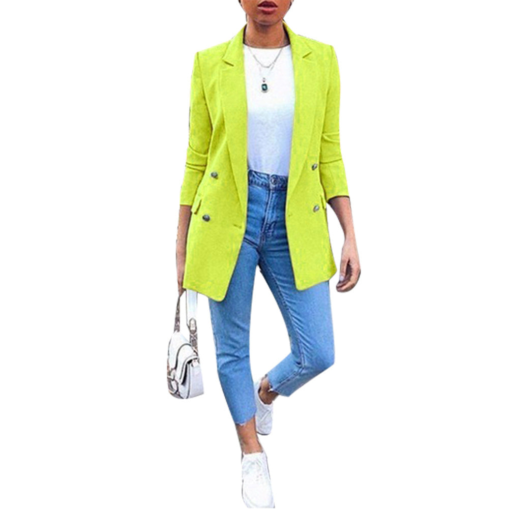 Elegant Long Blazer with Double Button – Stylish Classic for Business & Leisure