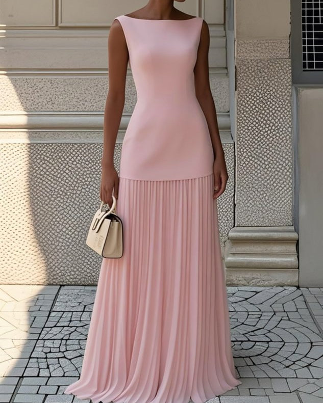 Bragina | Sleeveless Pleated Maxi Dress