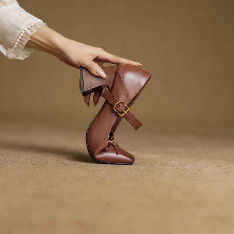 Emara Genuine Leather Heels