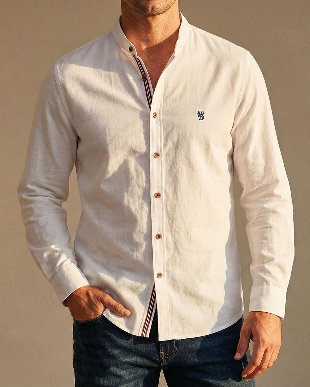 LAURENT MONACO | ELEGANT MAO COLLAR SHIRT FOR MEN