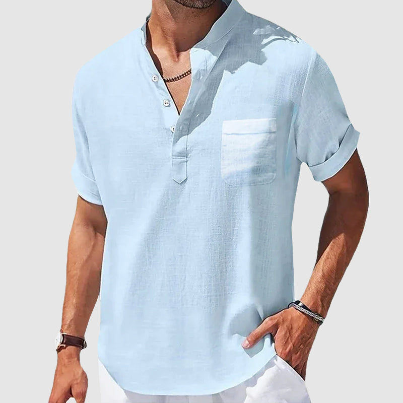 Men’s Casual Henley Short Sleeve Shirt