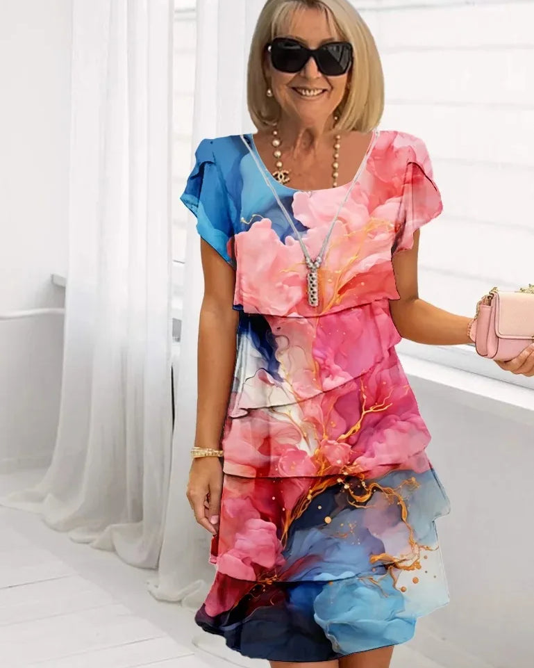 Caroline | Elegant Comfort Ruffle Dress