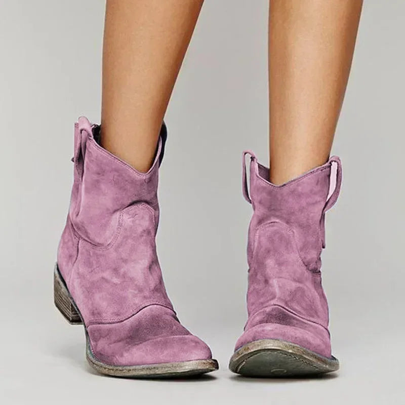 Women’s Western Style Ankle Boots with Block Heel