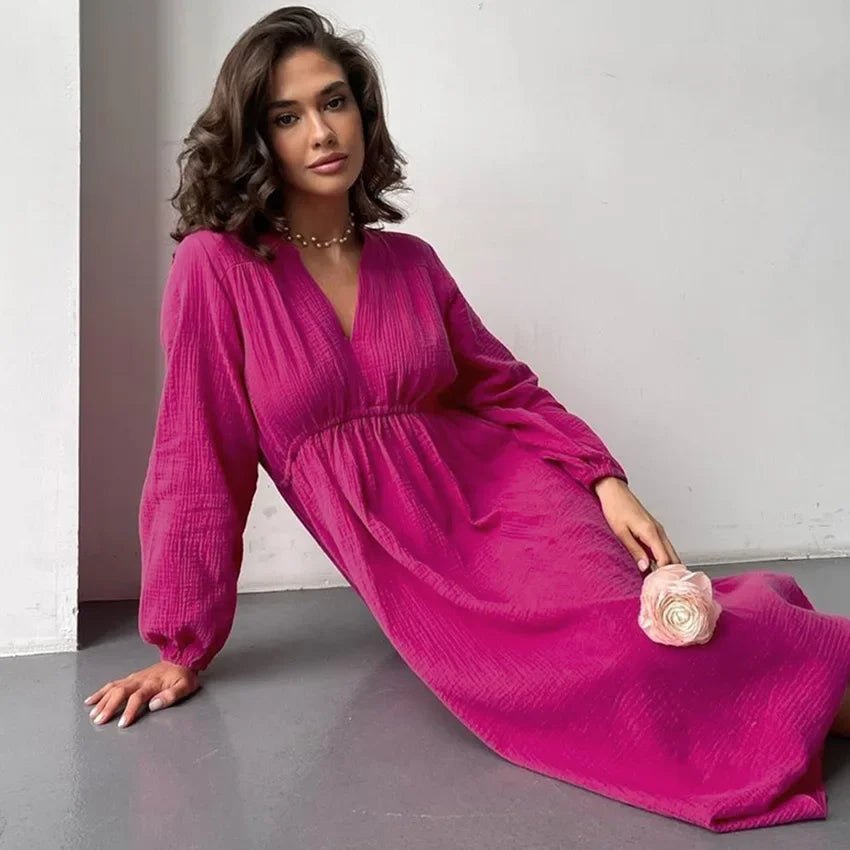 Women’s Elegant Long Sleeve Midi Dress