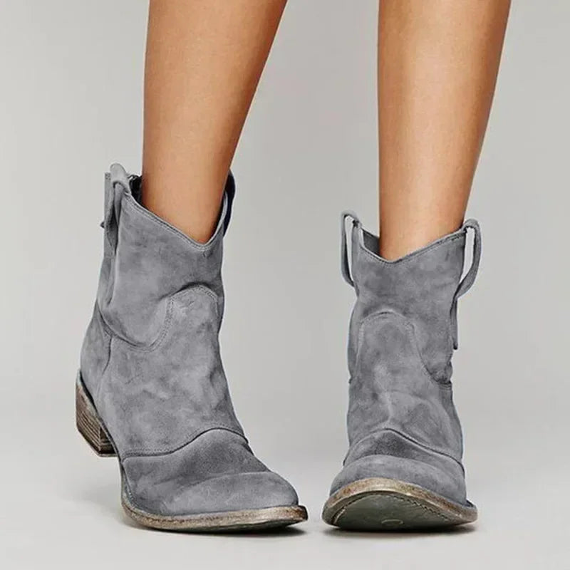Women’s Western Style Ankle Boots with Block Heel