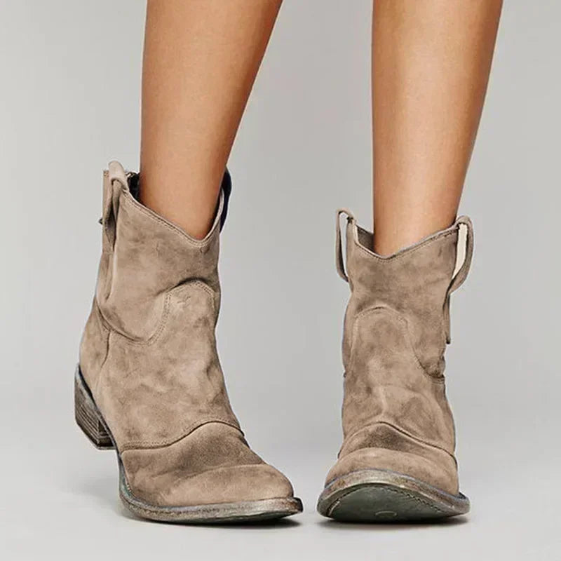 Women’s Western Style Ankle Boots with Block Heel