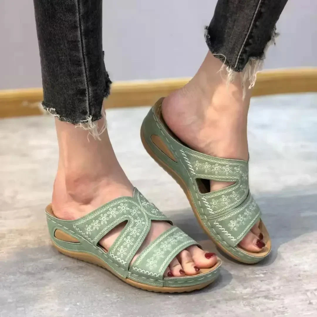 Women’s Comfort Slide Sandals with Cut-Out Design