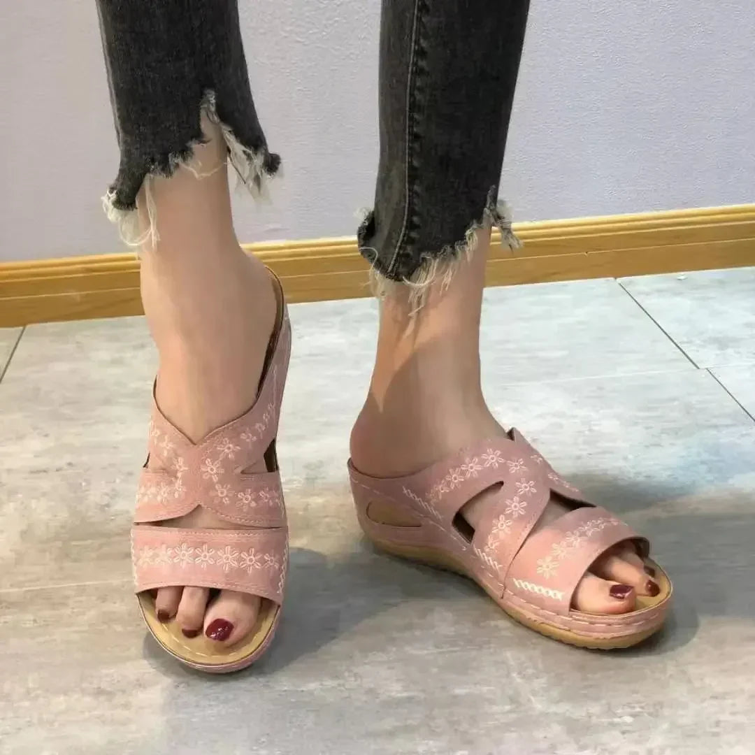 Women’s Comfort Slide Sandals with Cut-Out Design