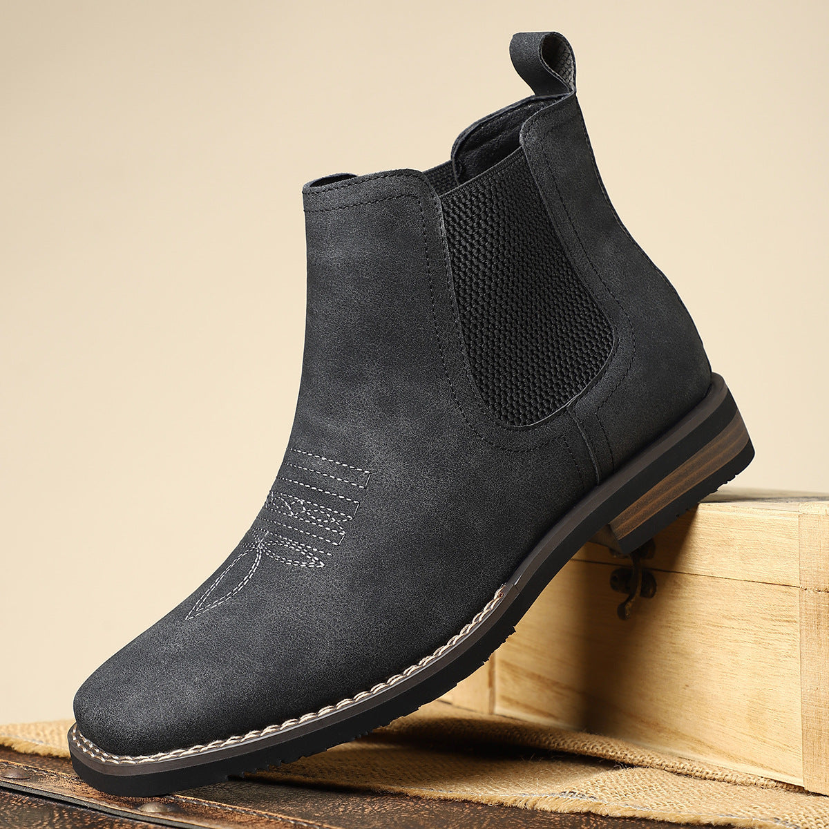 Men's Chelsea Boots with Elastic Side and Neat Finish