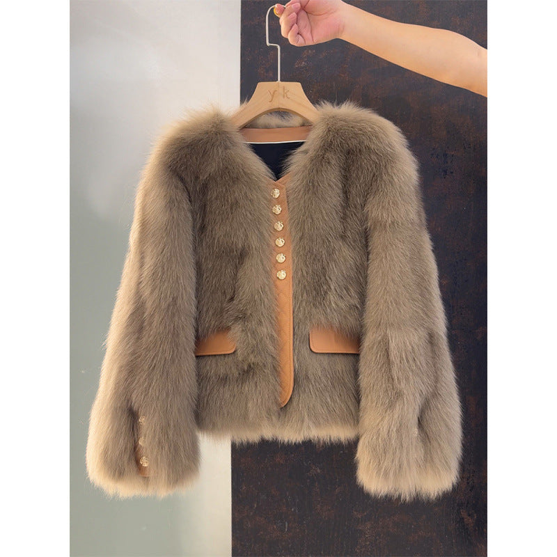 Women's Jacket | Short Fur Button-Up