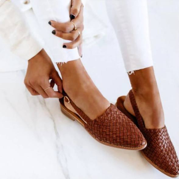 Women’s Woven Slip-On Flats with Open Heel