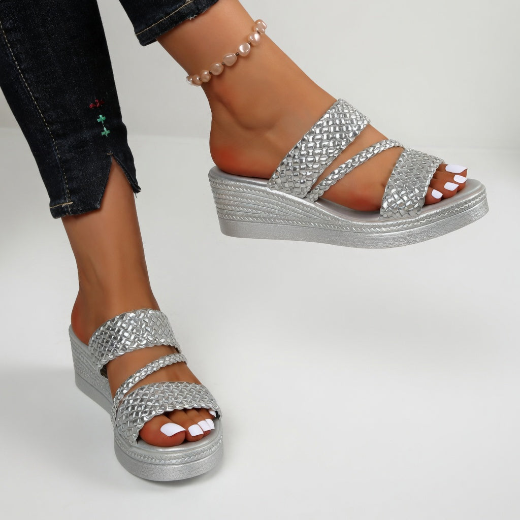 Tresseline™ — Woven wedge mule colorful summer lightness