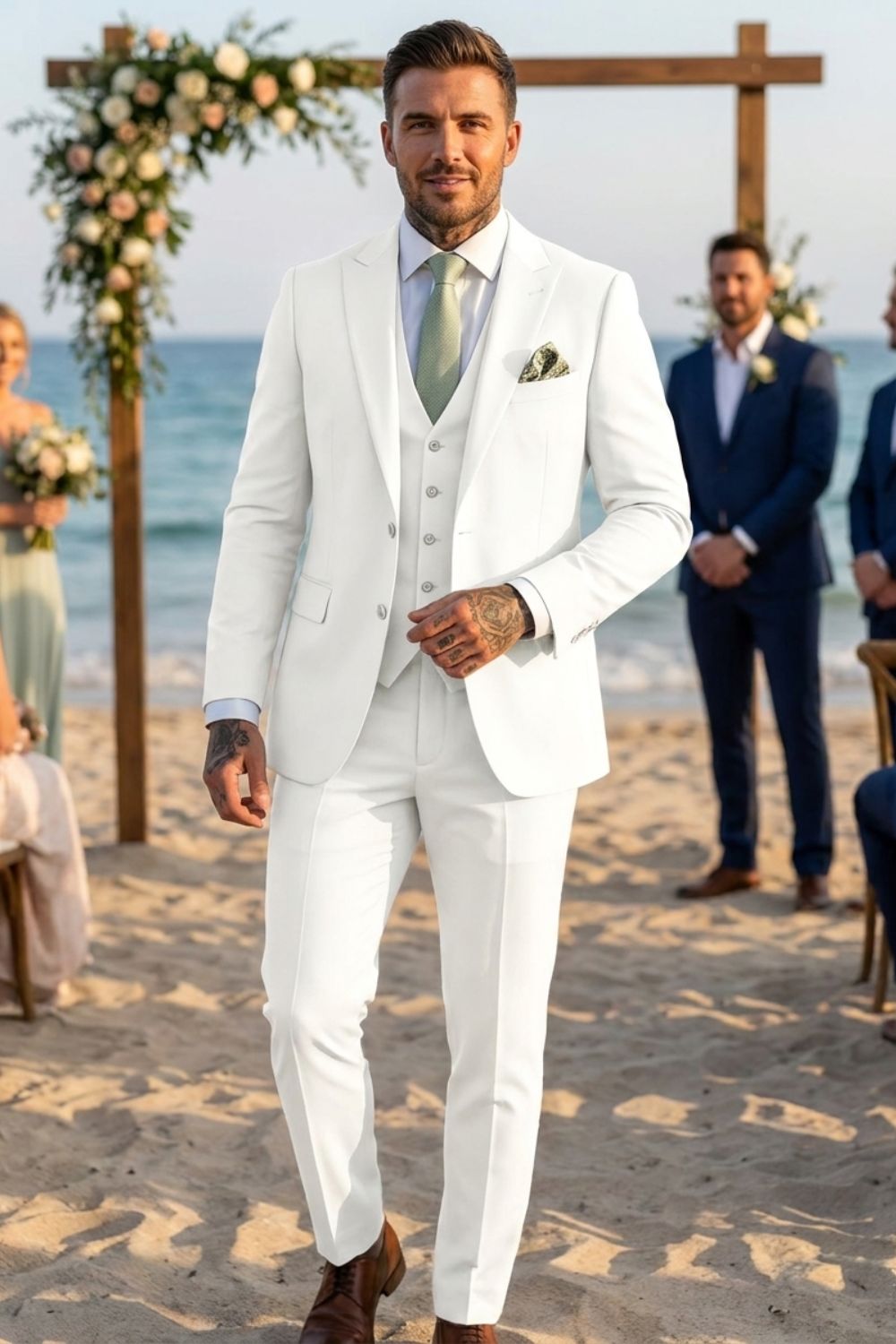 Men's Suits – Three-Piece Single-Button Suit with Vest and Slim Silhouette for Weddings & Formal Ceremonies