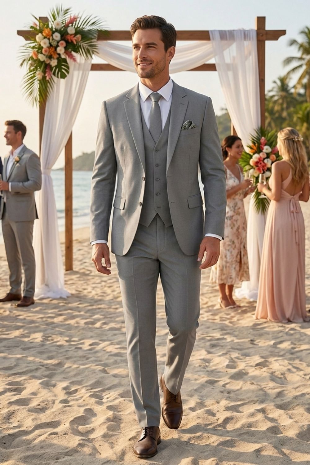 Men's Suits – Three-Piece Single-Button Suit with Vest and Slim Silhouette for Weddings & Formal Ceremonies