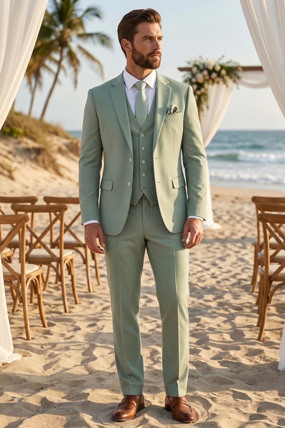 Men's Suits – Three-Piece Single-Button Suit with Vest and Slim Silhouette for Weddings & Formal Ceremonies