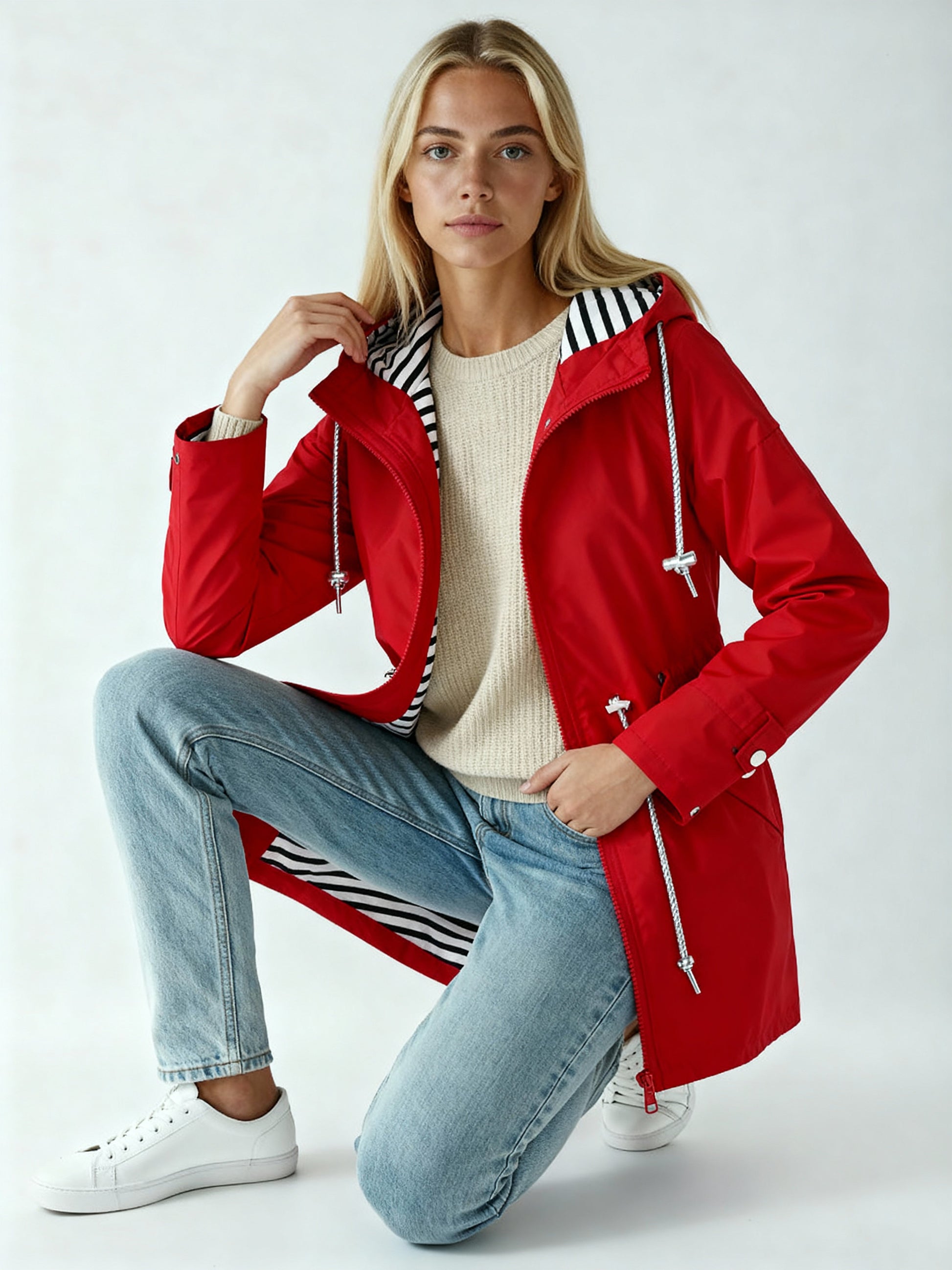 Women's Parka | Lightweight Rain Jacket with Hood and Drawstring