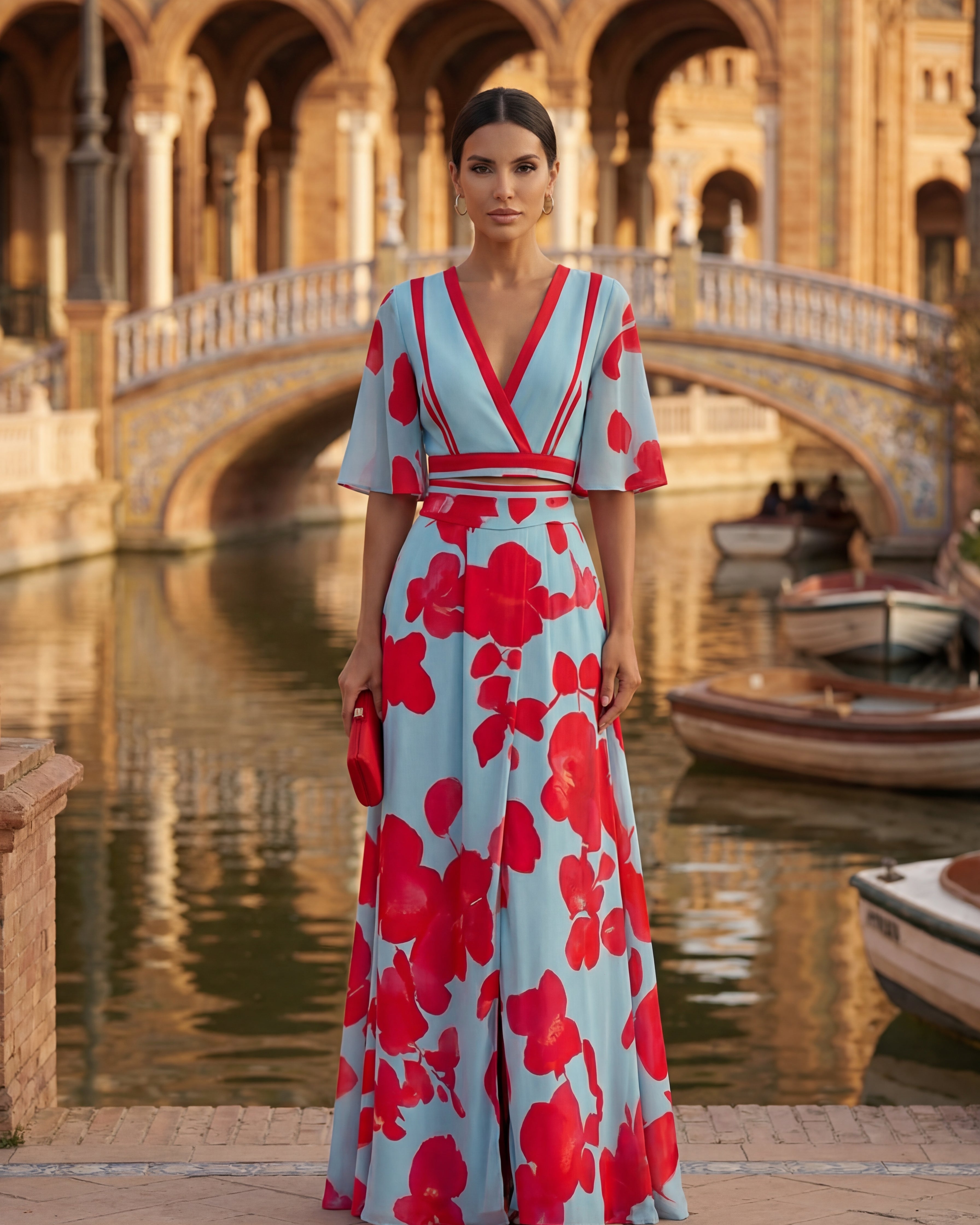 Noelle | Floral Spring Dress with V-Neck