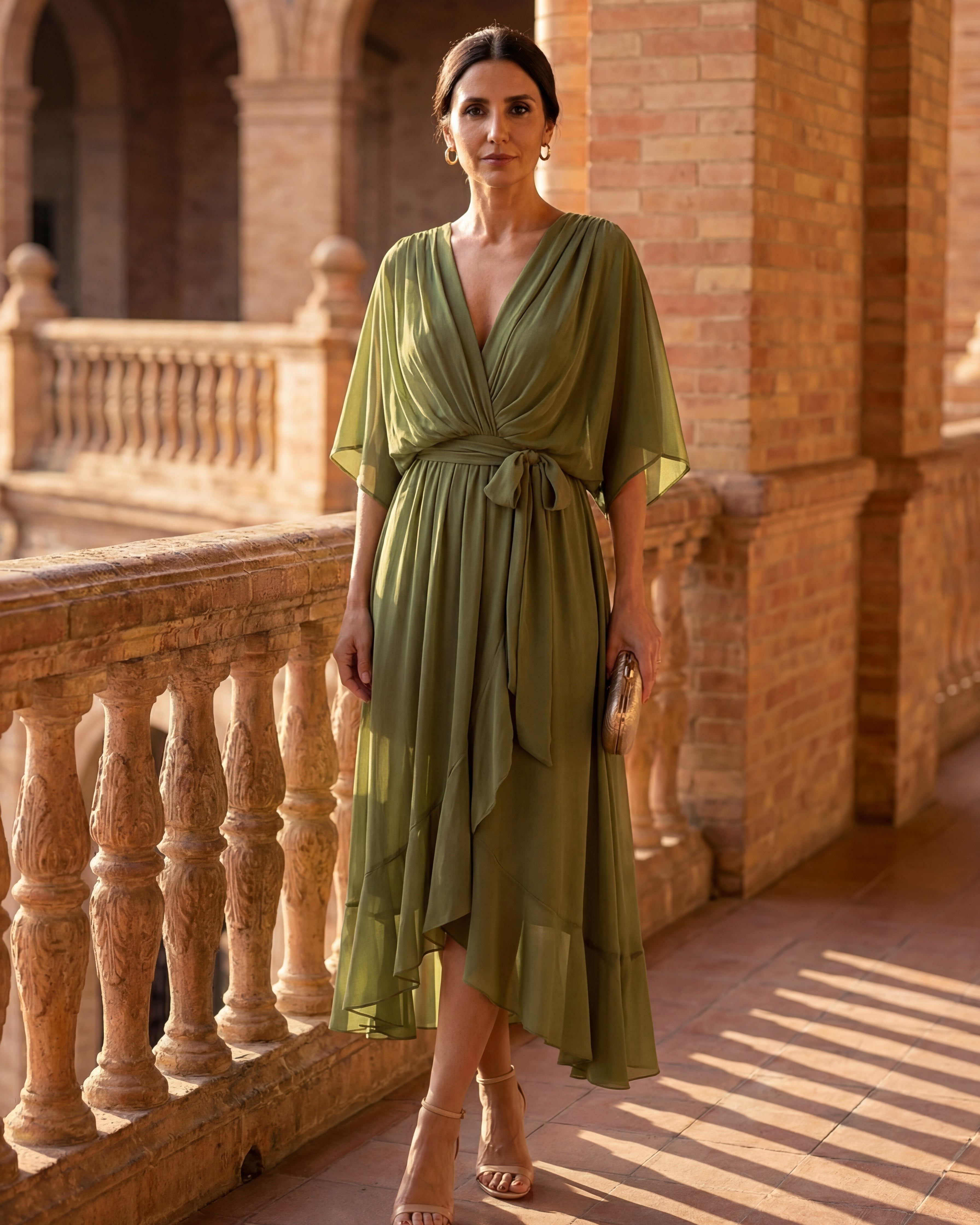 Monica - Chiffon Dress with V-Neck