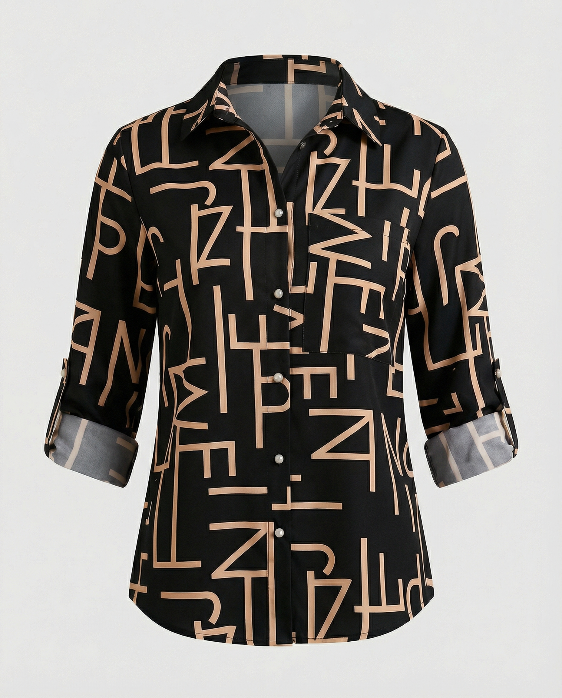 Women’s Casual Printed Button-Up Shirt