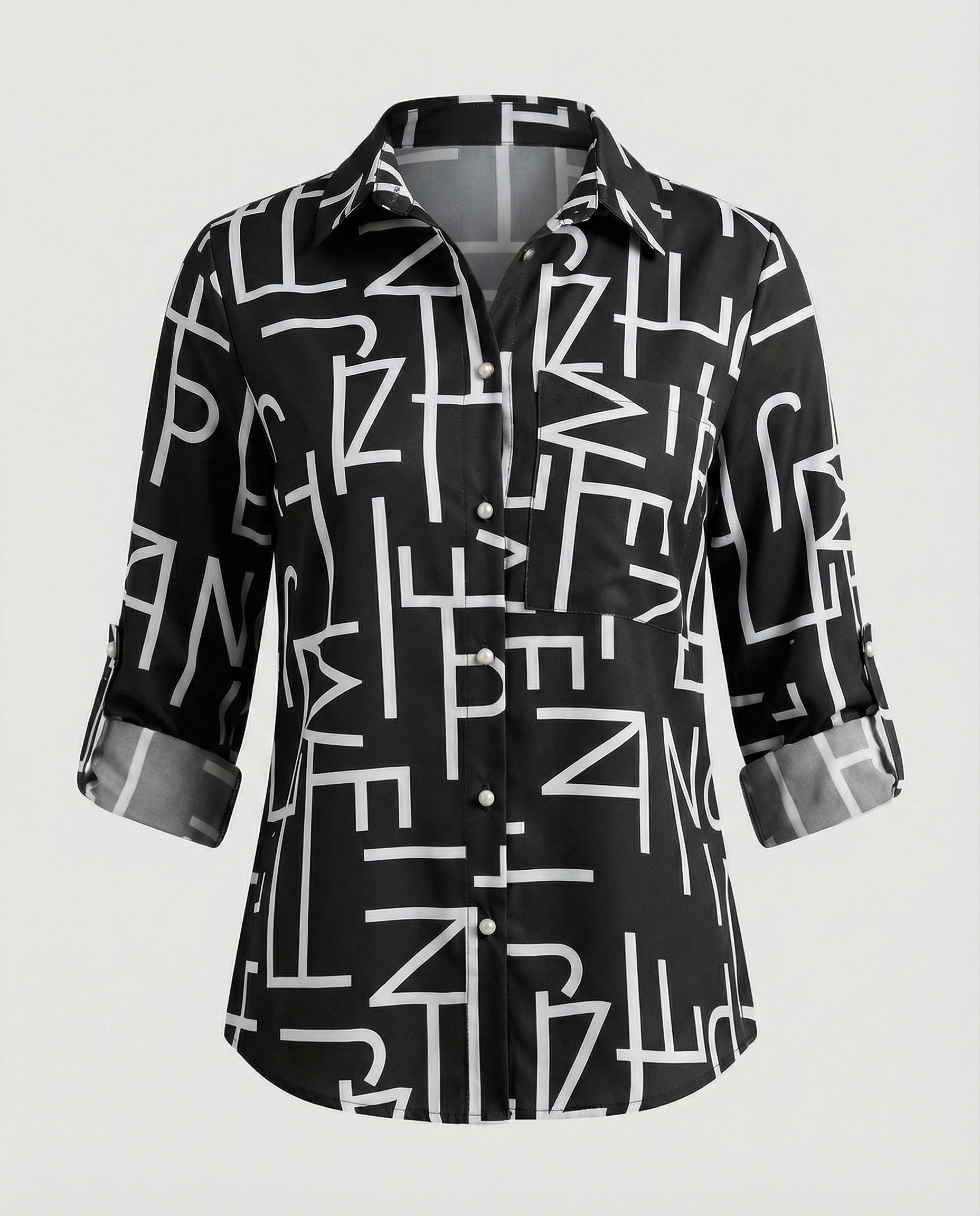 Women’s Casual Printed Button-Up Shirt