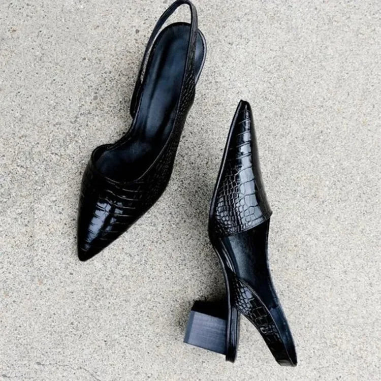 Women’s Pointed Toe Slingback Heels with Block Heel
