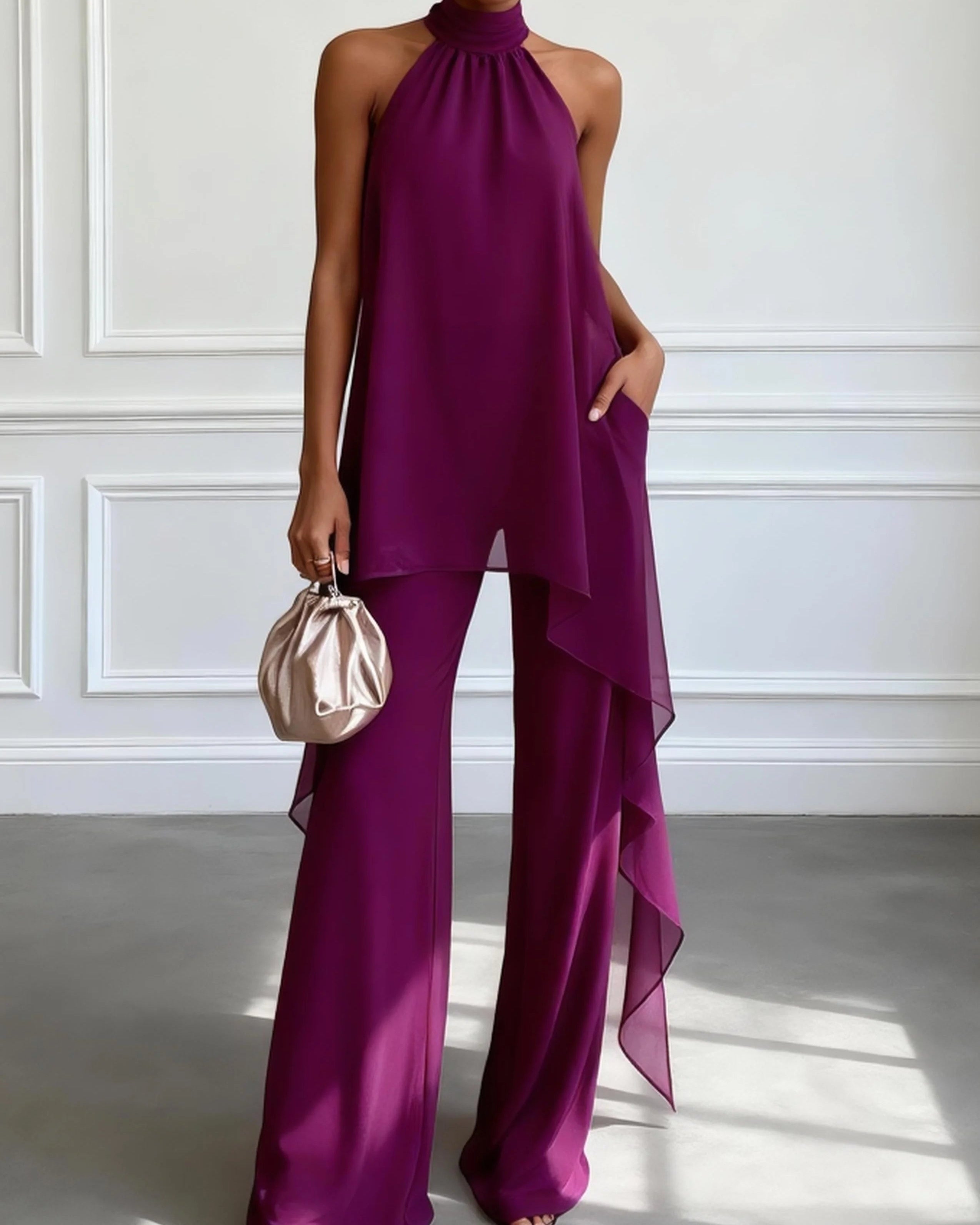 Viola | Elegant Halter Set with Pants