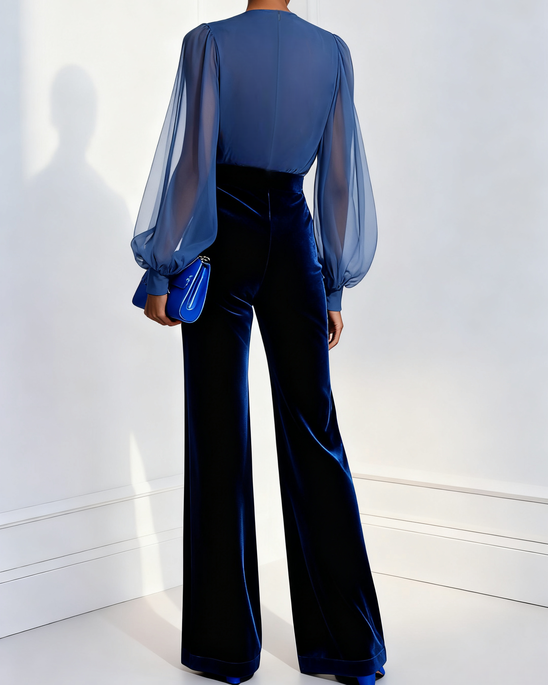 Izabela | Elegant blue jumpsuit with mesh