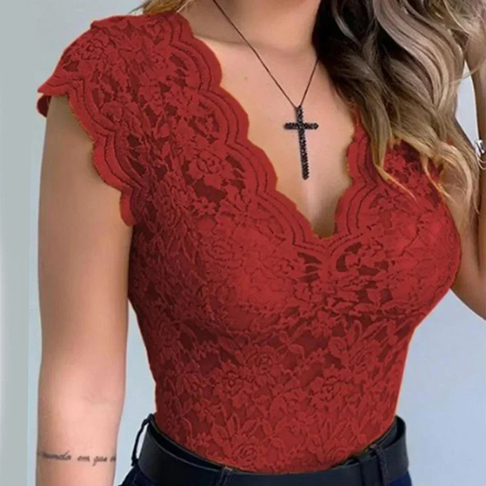 Women’s Lace V-Neck Sleeveless Top