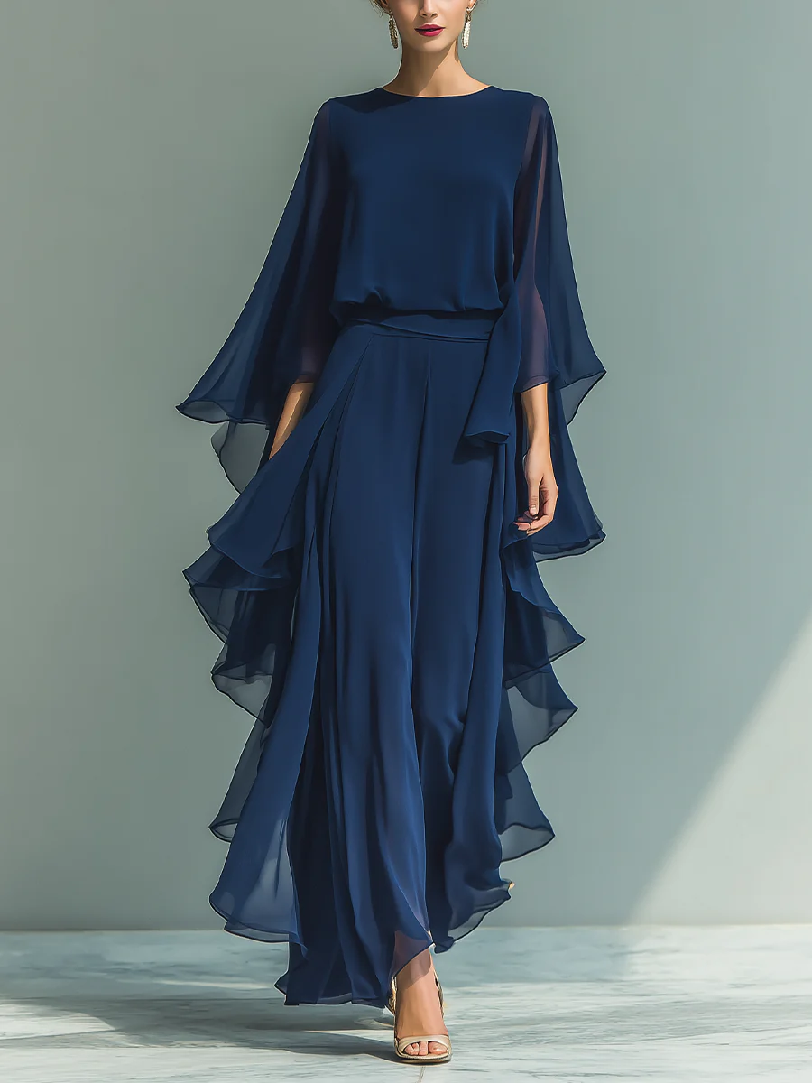 Aurora | Elegant Complete Chiffon Set with Ruffles